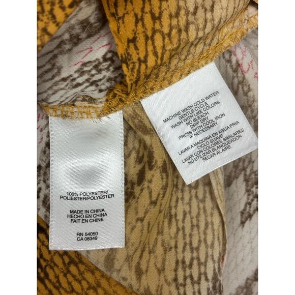 Anne Klein Snake Print Wrap Dress Size 6 Short Sleeve Washable Gold Pink Black - Picture 7 of 7
